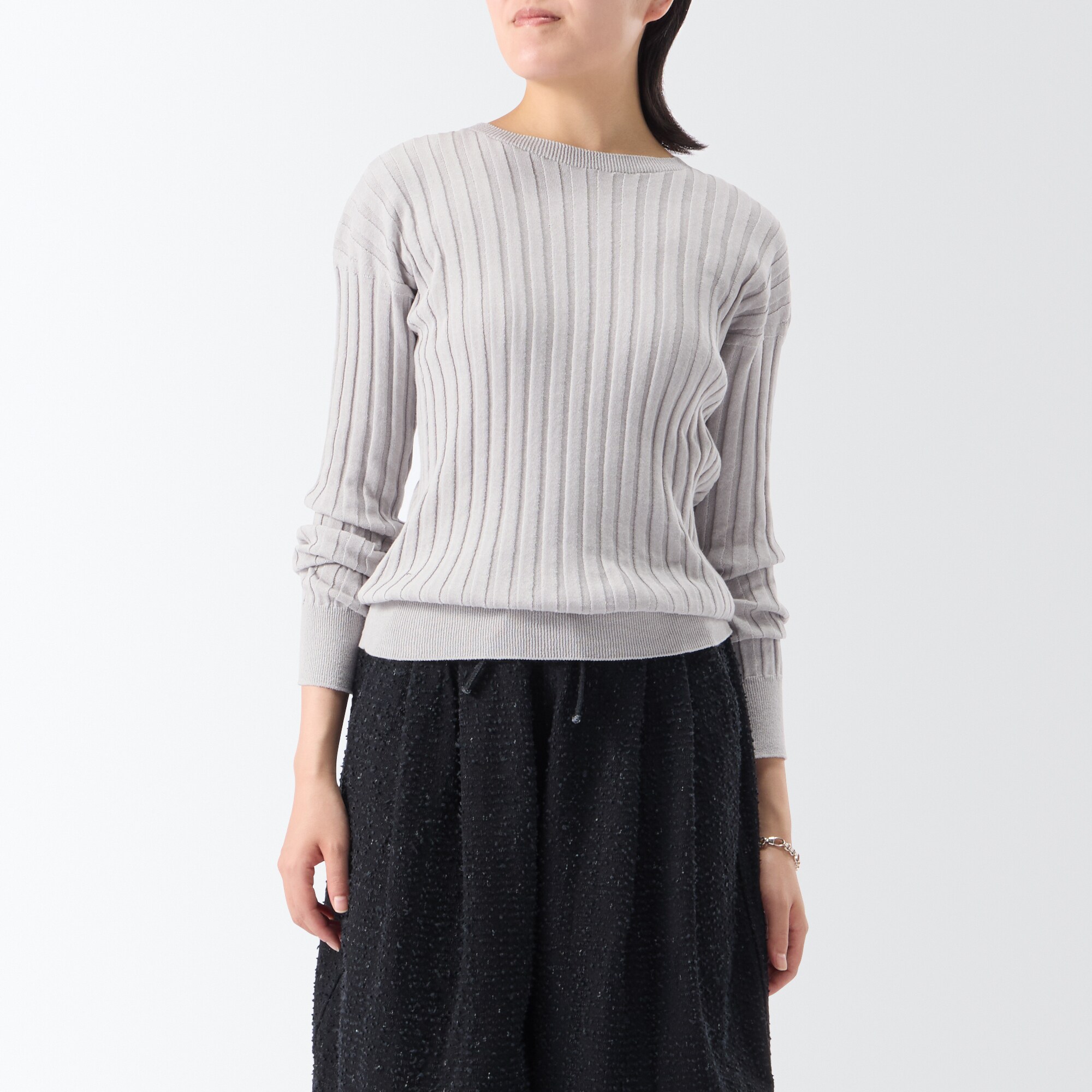 ［ＩＤＥＥ］Ｈ＆　ｂｙ　ＰＯＯＬ　コットンリブロングスリーブ　シルバーグレー