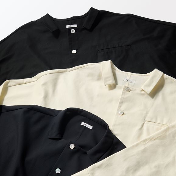 ［ＩＤＥＥ］Ｈ＆　ｂｙ　ＰＯＯＬ　ワイドシャツ長袖　ダークブルー