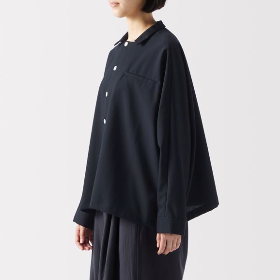 ［ＩＤＥＥ］Ｈ＆　ｂｙ　ＰＯＯＬ　ワイドシャツ長袖　ダークブルー