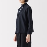 ［ＩＤＥＥ］Ｈ＆　ｂｙ　ＰＯＯＬ　スタンドアップカラーブラウス　ダークブルー