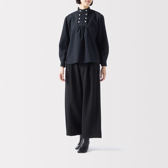 ［ＩＤＥＥ］Ｈ＆　ｂｙ　ＰＯＯＬ　スタンドアップカラーブラウス　ダークブルー