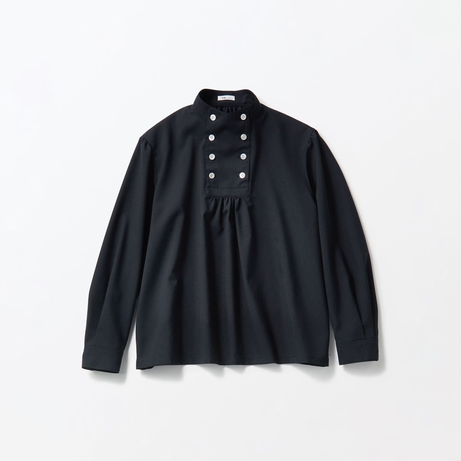 ［ＩＤＥＥ］Ｈ＆　ｂｙ　ＰＯＯＬ　スタンドアップカラーブラウス　ダークブルー