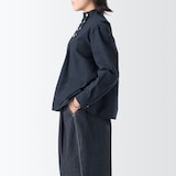［ＩＤＥＥ］Ｈ＆　ｂｙ　ＰＯＯＬ　スタンドアップカラーブラウス　ネイビーチェック