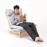 ハイバックリクライニングソファ・１シーター・ポリエステル平織／ブラウン