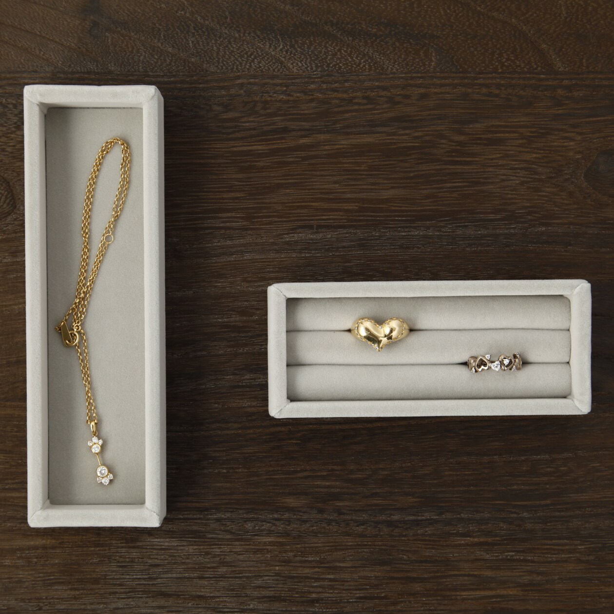 アクリルネックレス・ピアススタンド用ベロア内箱仕切・リング用・グレー