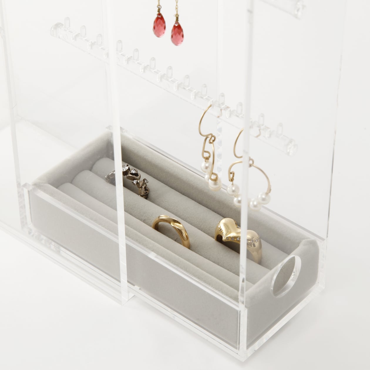 アクリルネックレス・ピアススタンド用ベロア内箱仕切・リング用・グレー