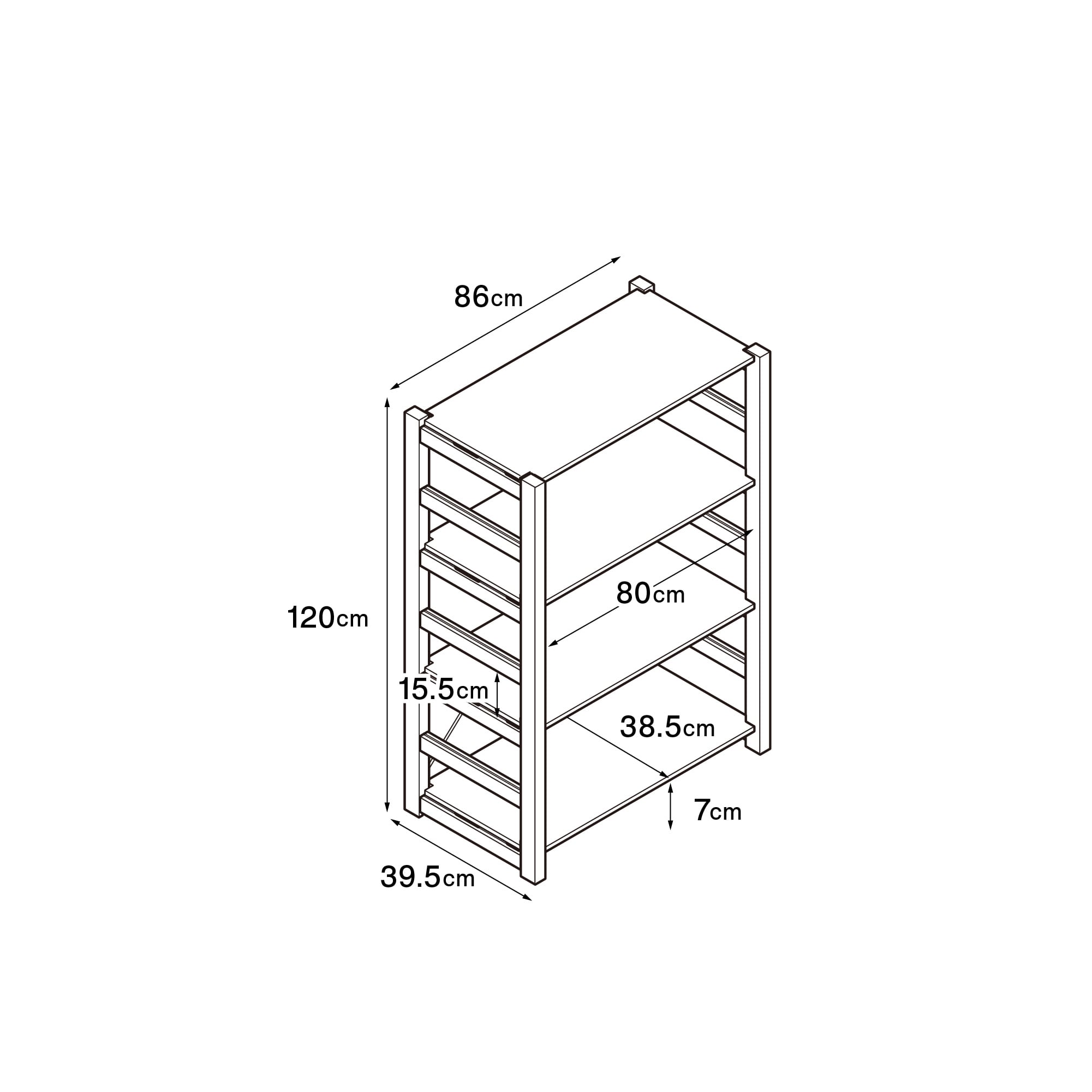 パイン材ユニットシェルフ・８６ｃｍ幅・中