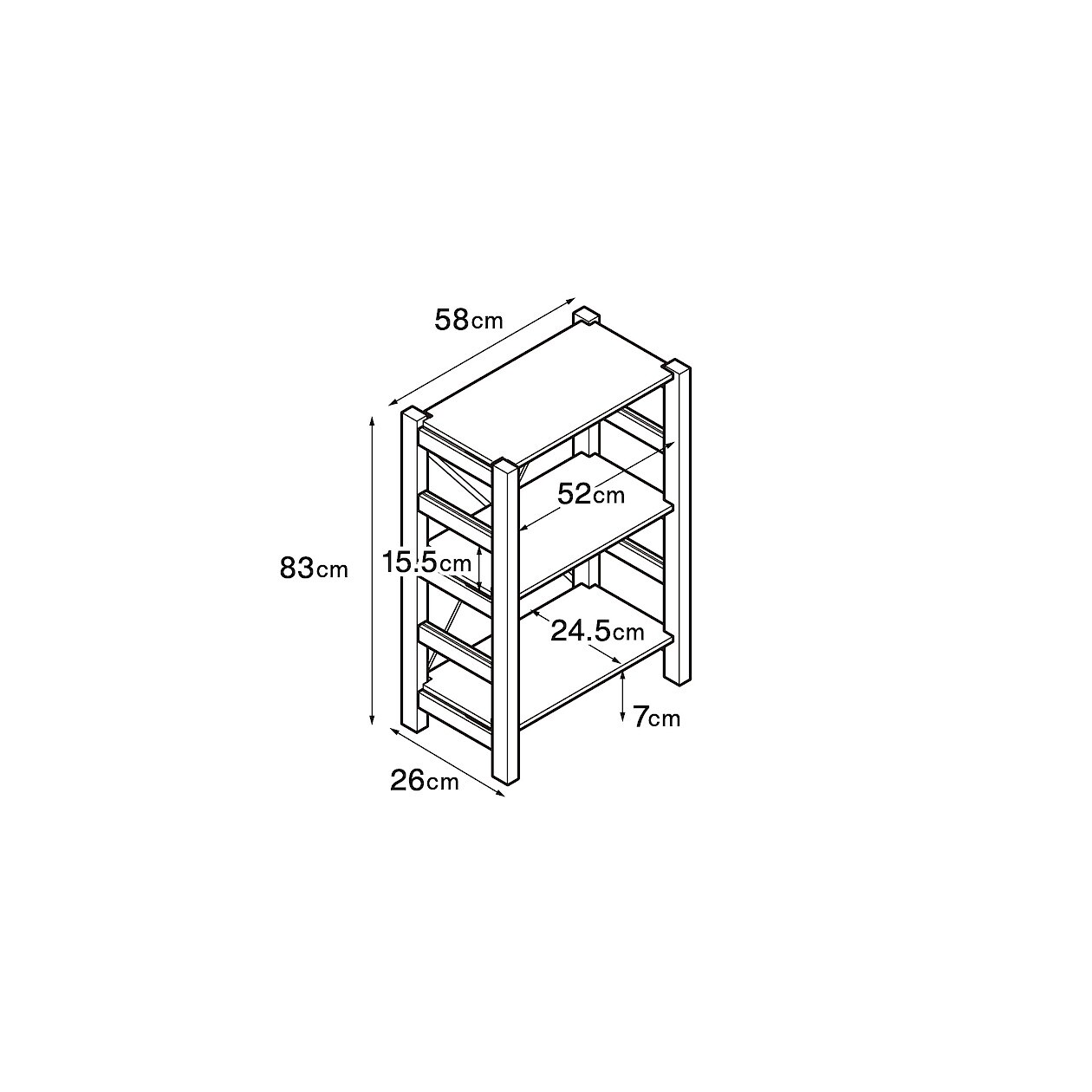 パイン材ユニットシェルフ奥行２５ｃｍタイプ・５８ｃｍ幅・小 | 無印良品