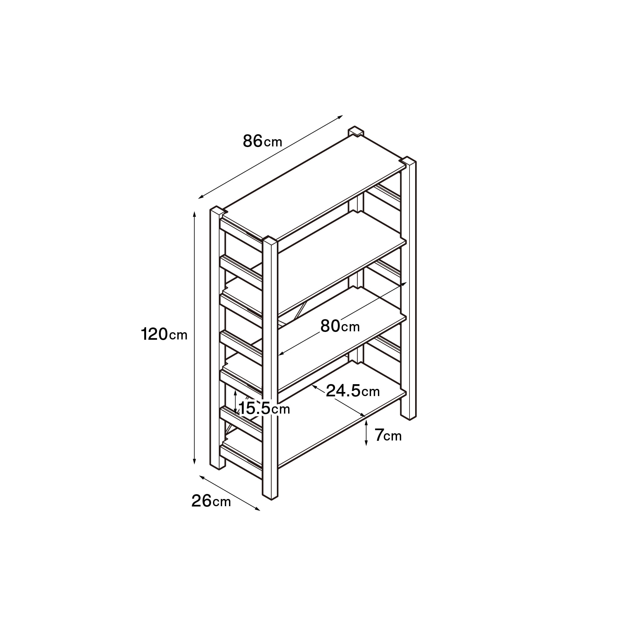 パイン材ユニットシェルフ奥行２５ｃｍタイプ・８６ｃｍ幅・中