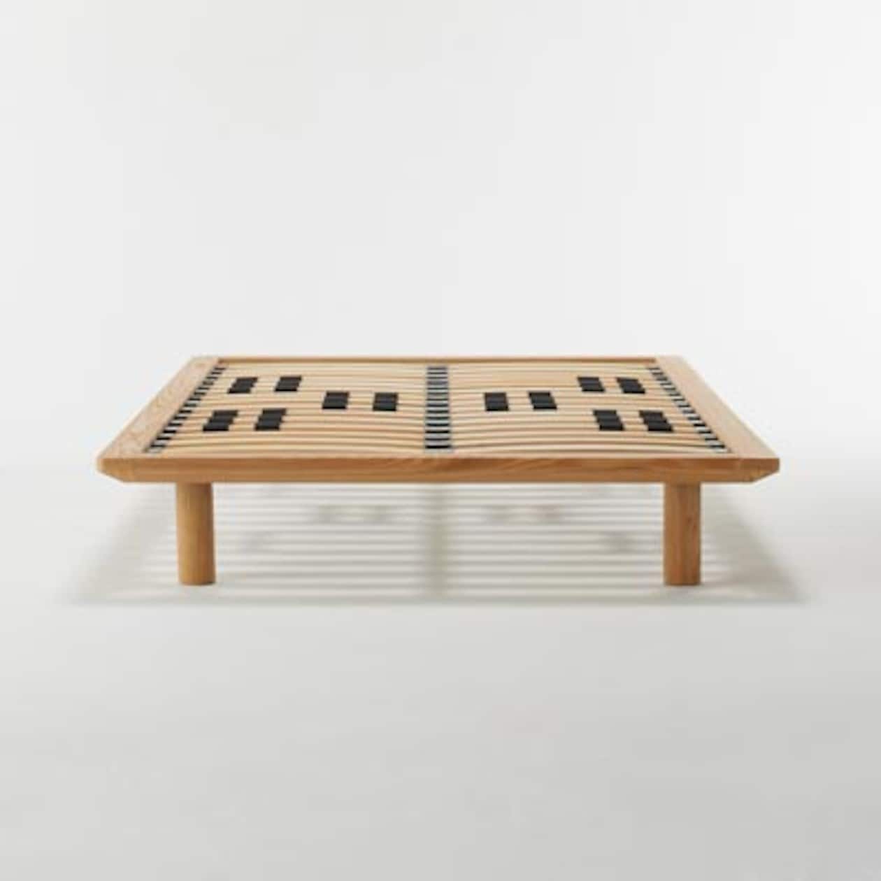 木製ベッドフレーム・セミダブル・タモ材／ナチュラル 幅１２３×奥行 
