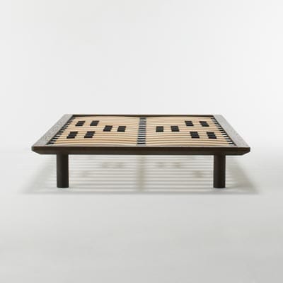 木製ベッドフレーム・ダブル・タモ材／ブラウン