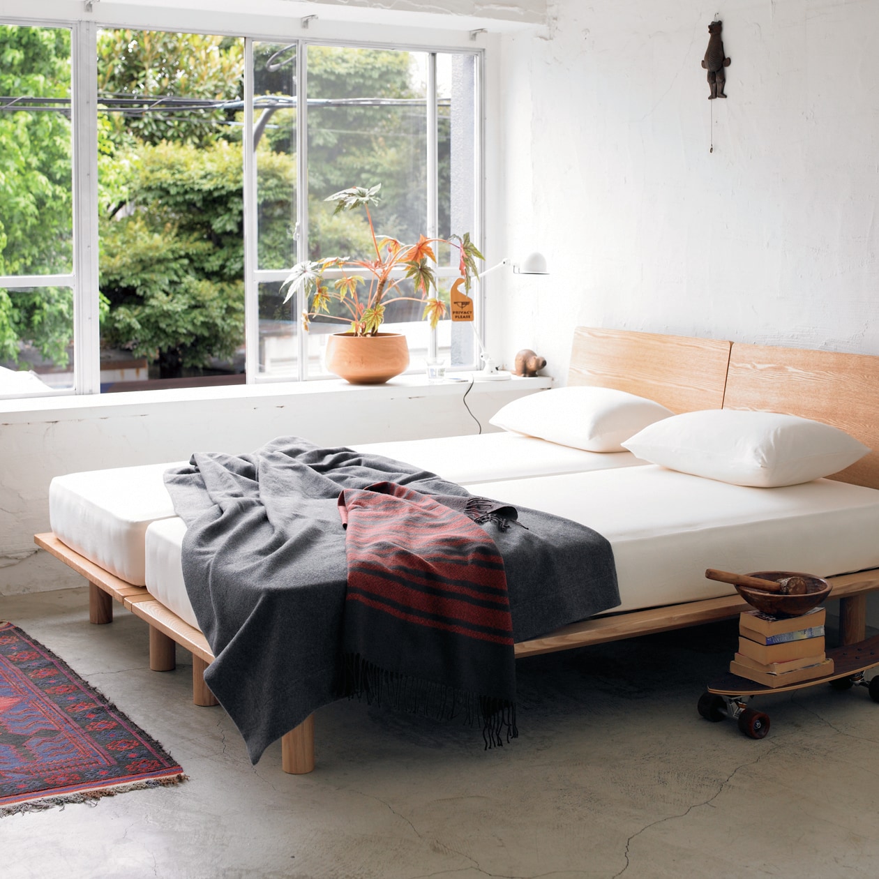 木製ベッドフレーム用ヘッドボード・スモール・タモ材／ナチュラル