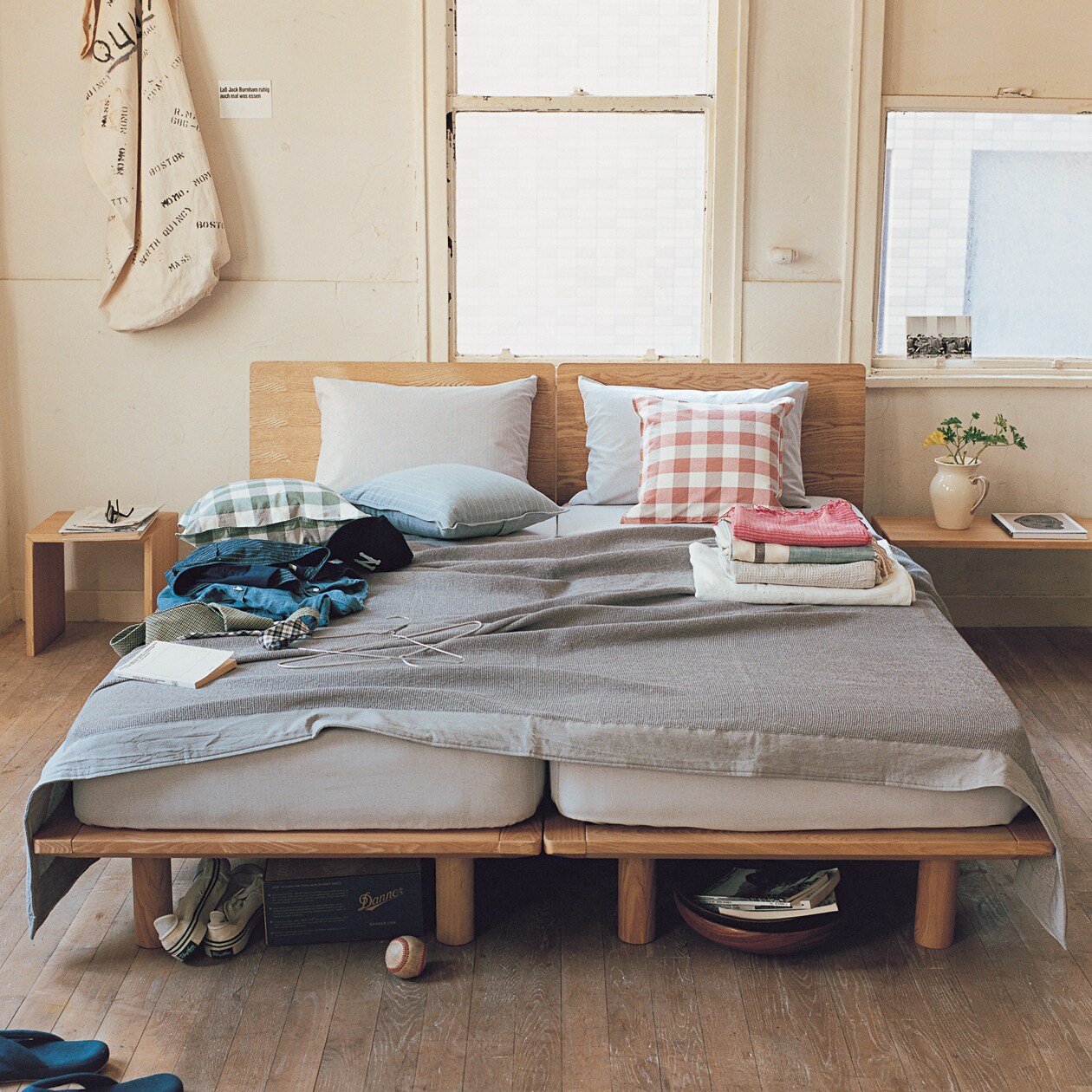 木製ベッドフレーム用ヘッドボード・スモール・タモ材／ナチュラル