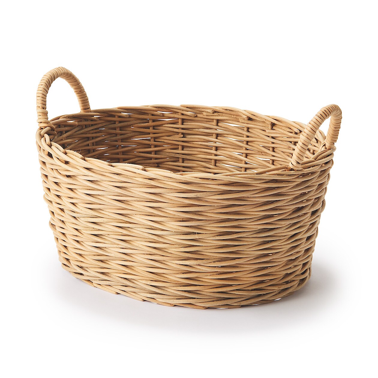 ラタンオーバルバスケットハンドル付 ｌ 約幅５７ 奥行４６ 高さ３３ｃｍ Found Muji ベトナム 通販 無印良品