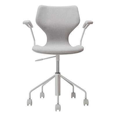 成型合板ワーキングチェア・アーム付（グレー）