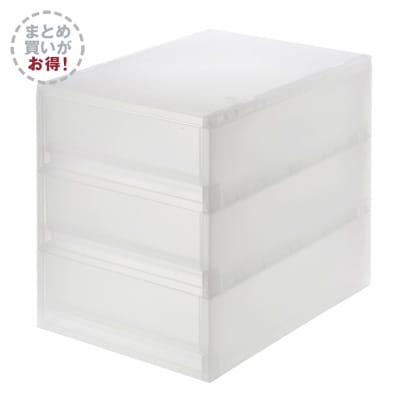 【まとめ買い】ＰＰケース・引出式・浅型３段/約幅26×奥行37×高さ32.5cm 3個セット