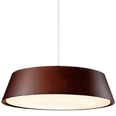 木製シェード蛍光灯ペンダントライト・リモコン付・ダークブラウン