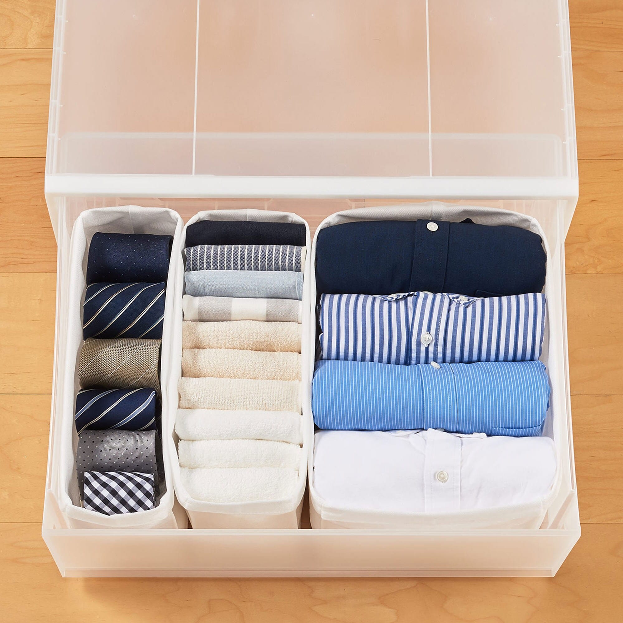 ポリプロピレン収納ケース・引出式・横ワイド・大