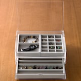 アクリルケース用・ベロア内箱仕切・格子・グレー