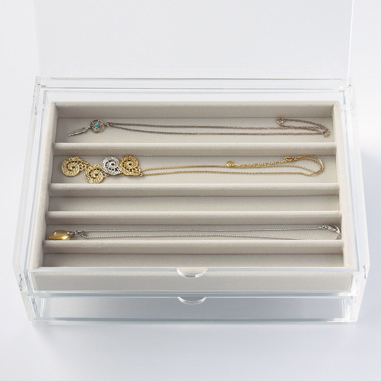 アクリルケース用・ベロア内箱仕切・大・ネックレス用・グレー