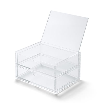 重なるアクリルケース２段フタ付引出