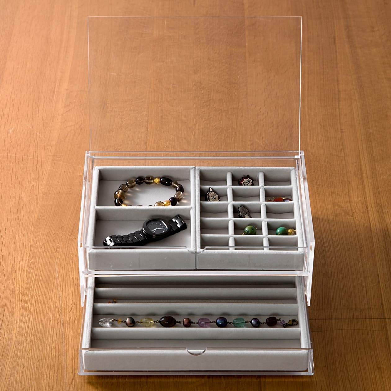 アクリルケース用・ベロア内箱仕切・縦・グレー