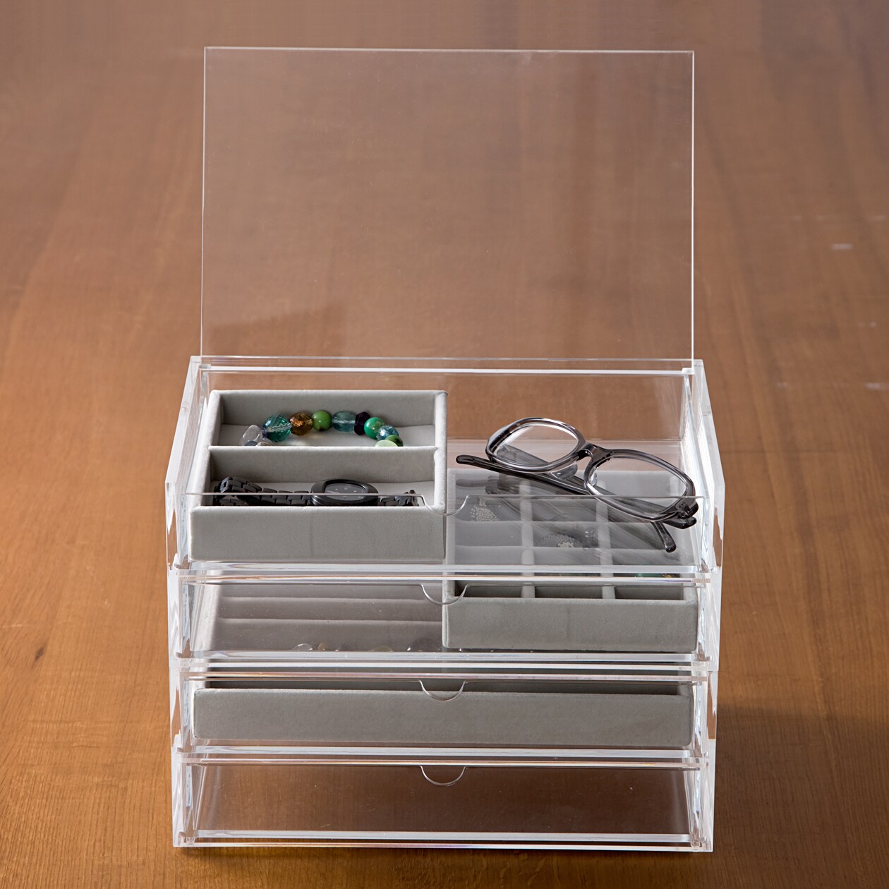 アクリルケース用・ベロア内箱仕切・縦・グレー