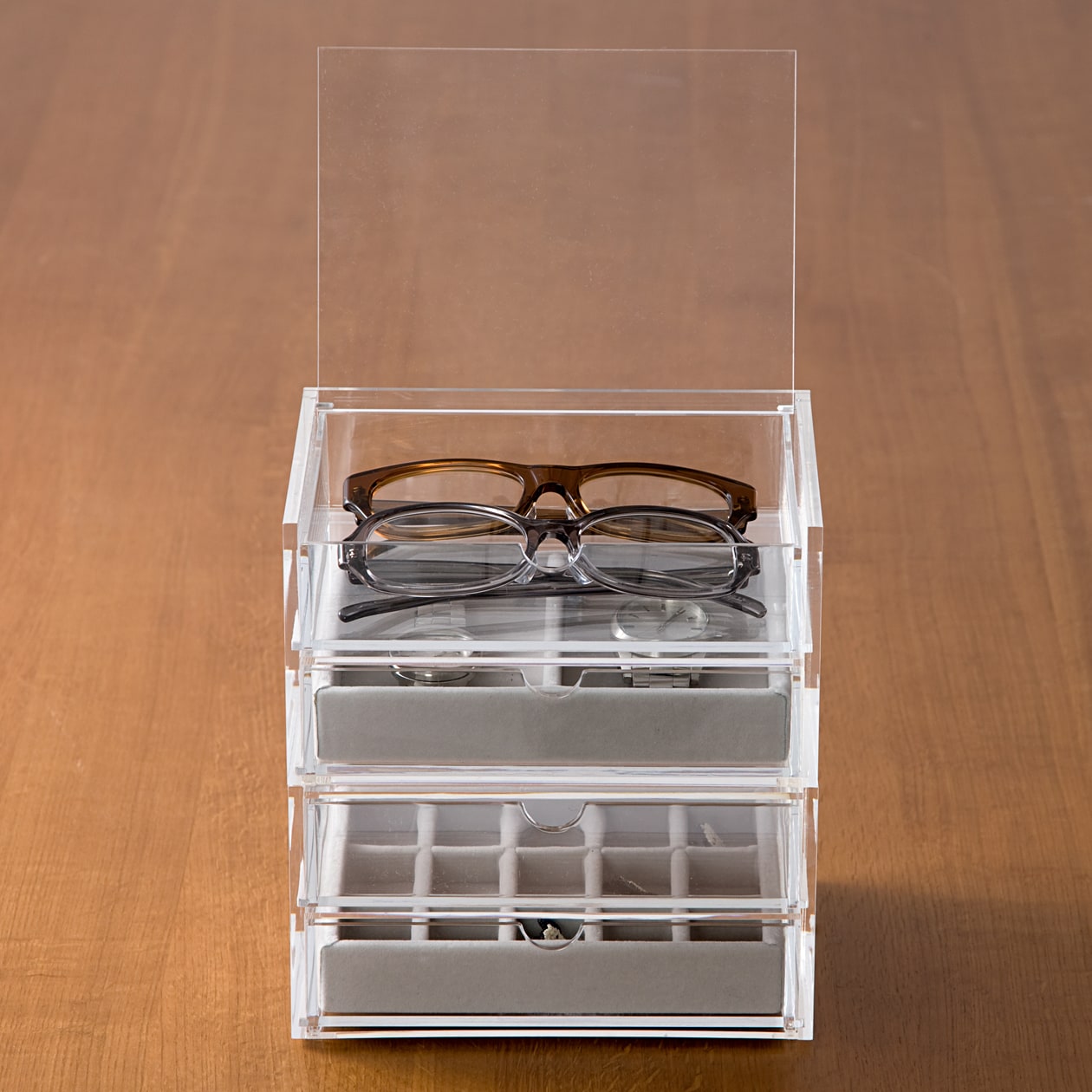 アクリルケース用・ベロア内箱仕切・縦・グレー