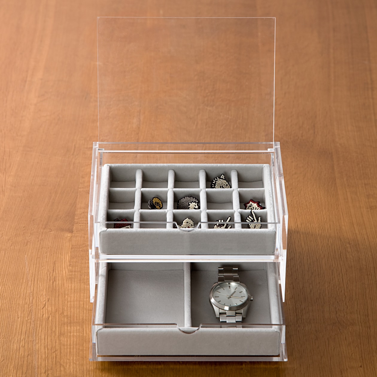 アクリルケース用・ベロア内箱仕切・縦・グレー