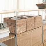 重なるラタン長方形バスケット・小