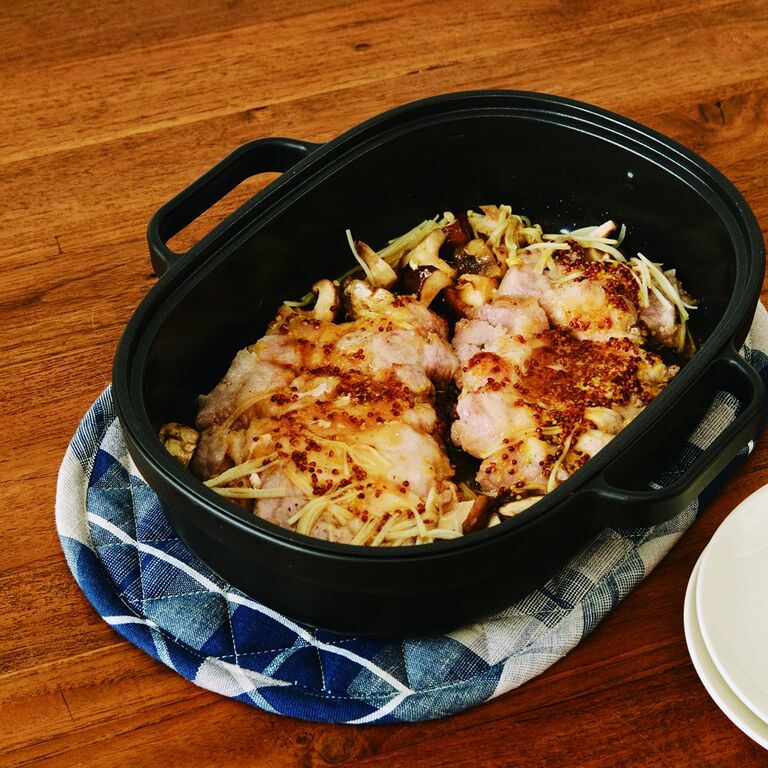ポークソテー、ごぼうの梅キーマカレー……「身がふっくら焼き上がるのは、感動もの」しらいのりこ | レンジで焼き料理 グリルプレート