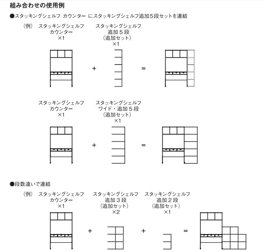 スタッキングシェルフ カウンター 3列 ウォールナット材突板