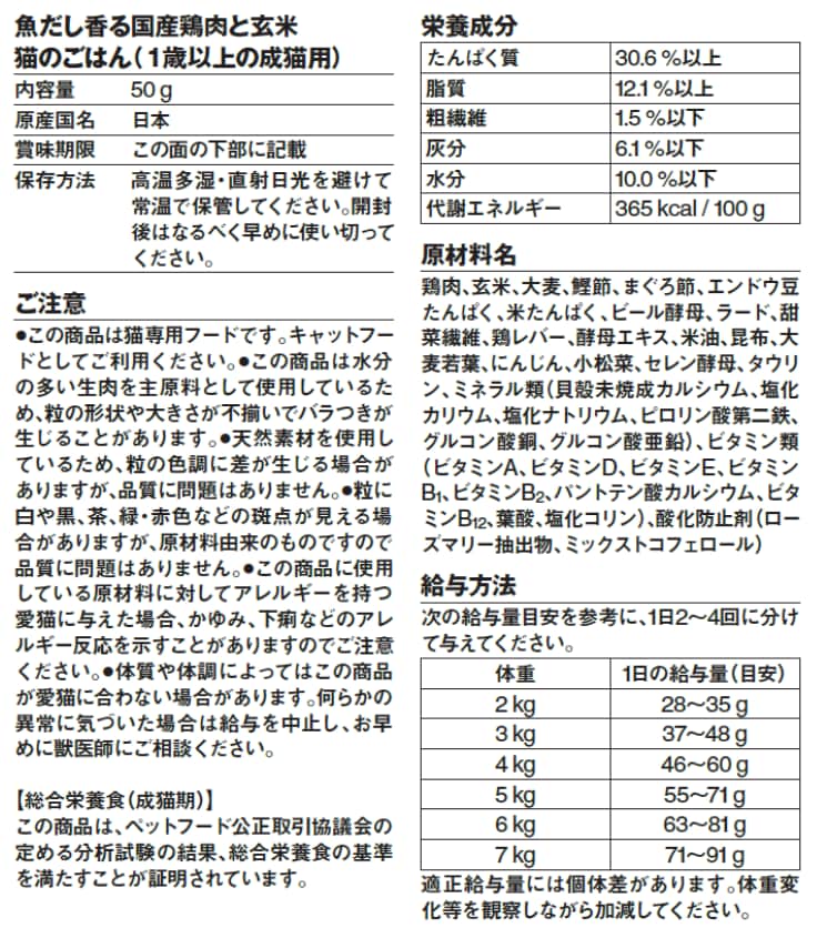 魚だし香る国産鶏肉と玄米 50g