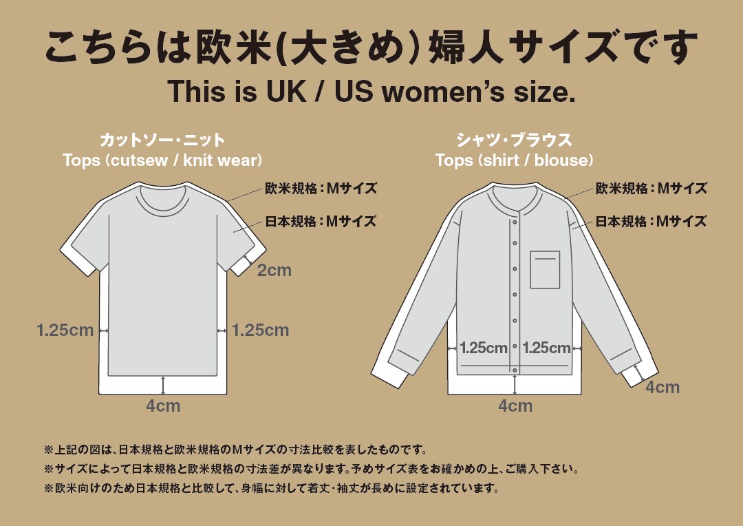欧米サイズについて（婦人）