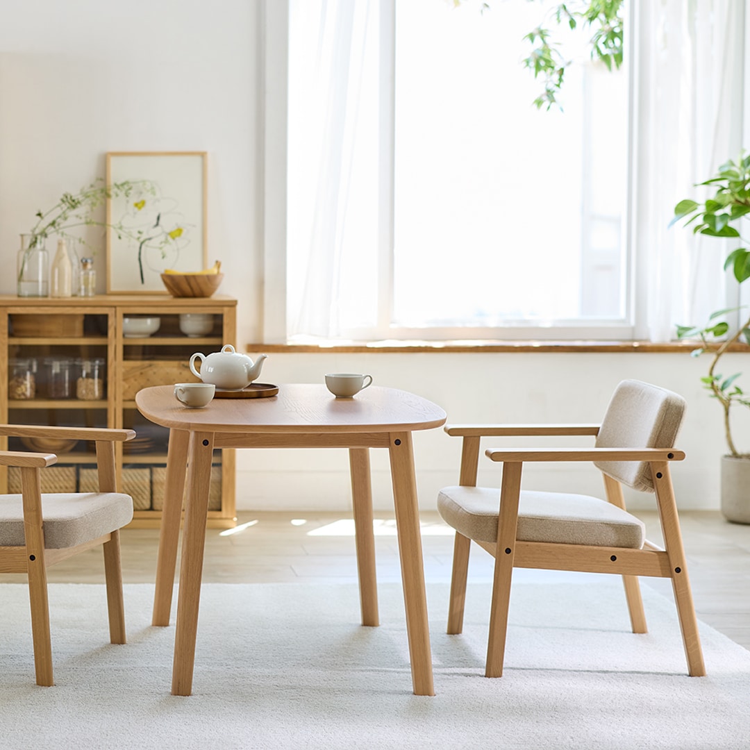 オーク材テーブル・丸脚・幅150cm | 無印良品