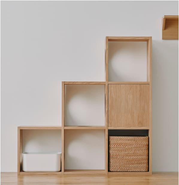 スタッキングシェルフ3段セットに取り付けた画像