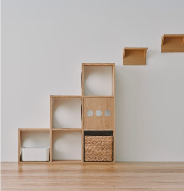 猫用ステップとスタッキングシェルフの設置イメージ画像