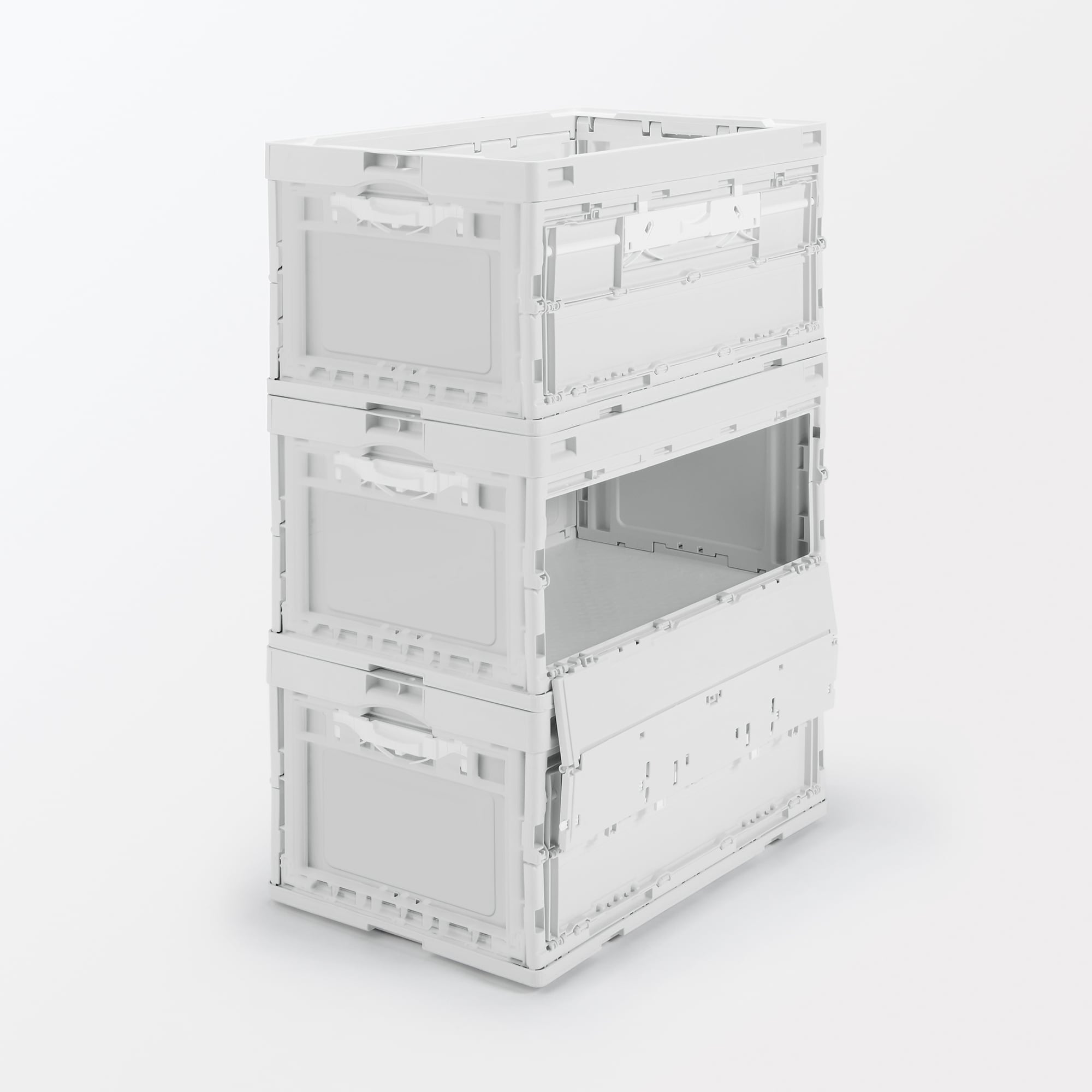 ポリプロピレン 折りたたみコンテナ 大 2面開閉扉付（5個セット