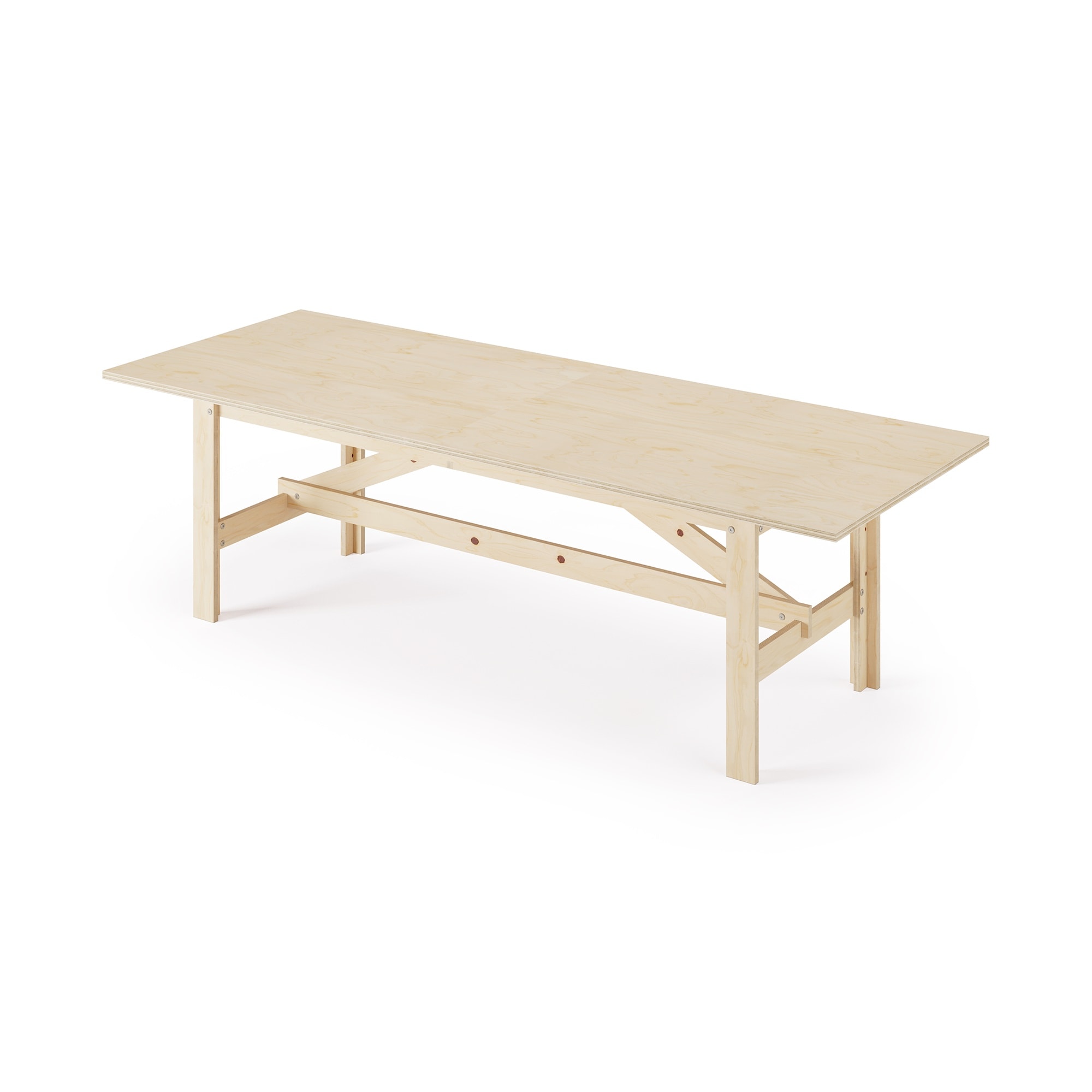 ボードファニチャー T字脚テーブル 奥行900mm・幅2400mm・無塗装