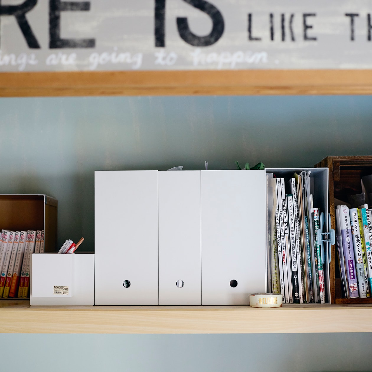 DIYを重ね、大胆につくり替えられてきた部屋 ｜ こたつにもなる ローテーブル、スチール ユニットシェルフ_Nj7neD