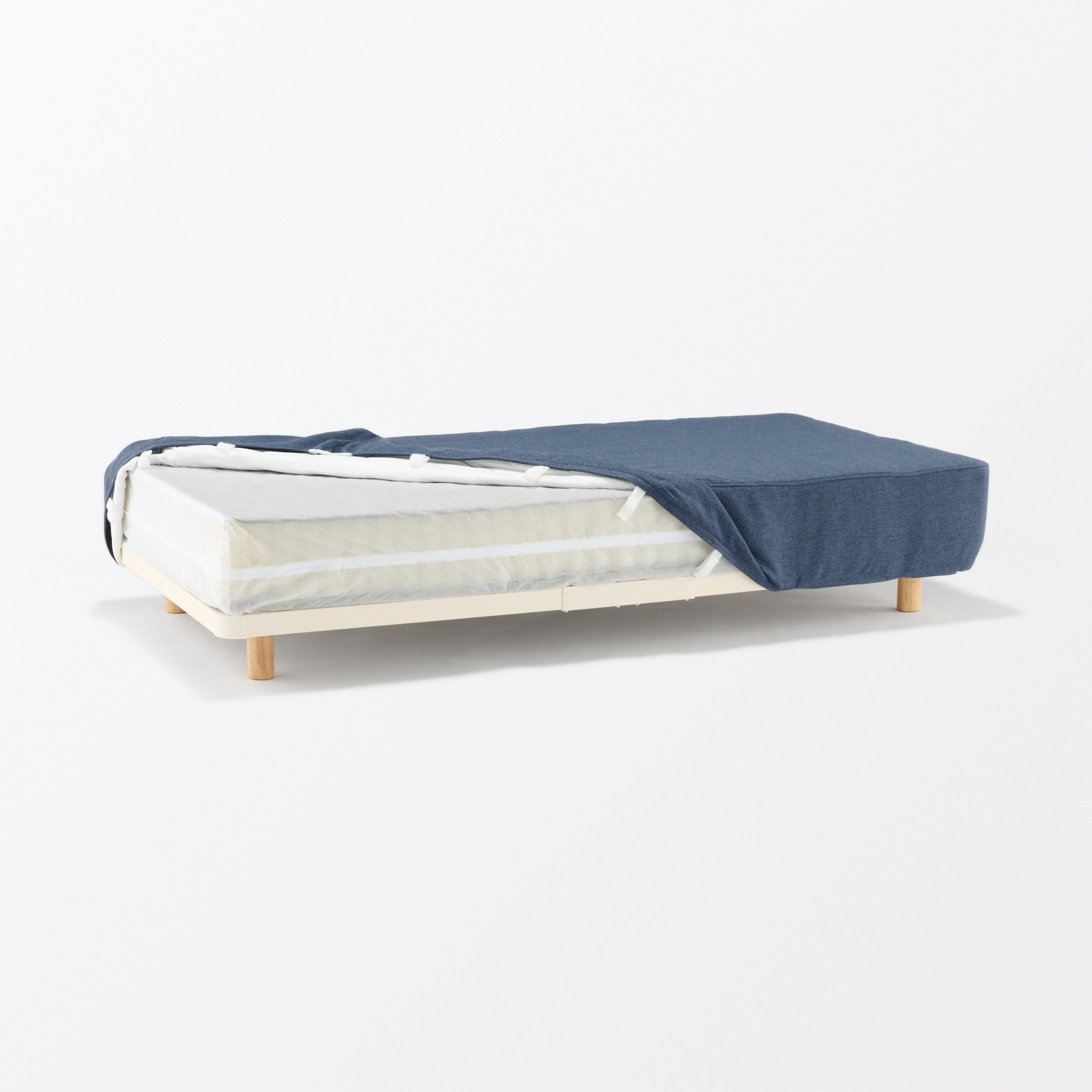 脚付マットレス　無印良品　ブルー　ポケットコイル