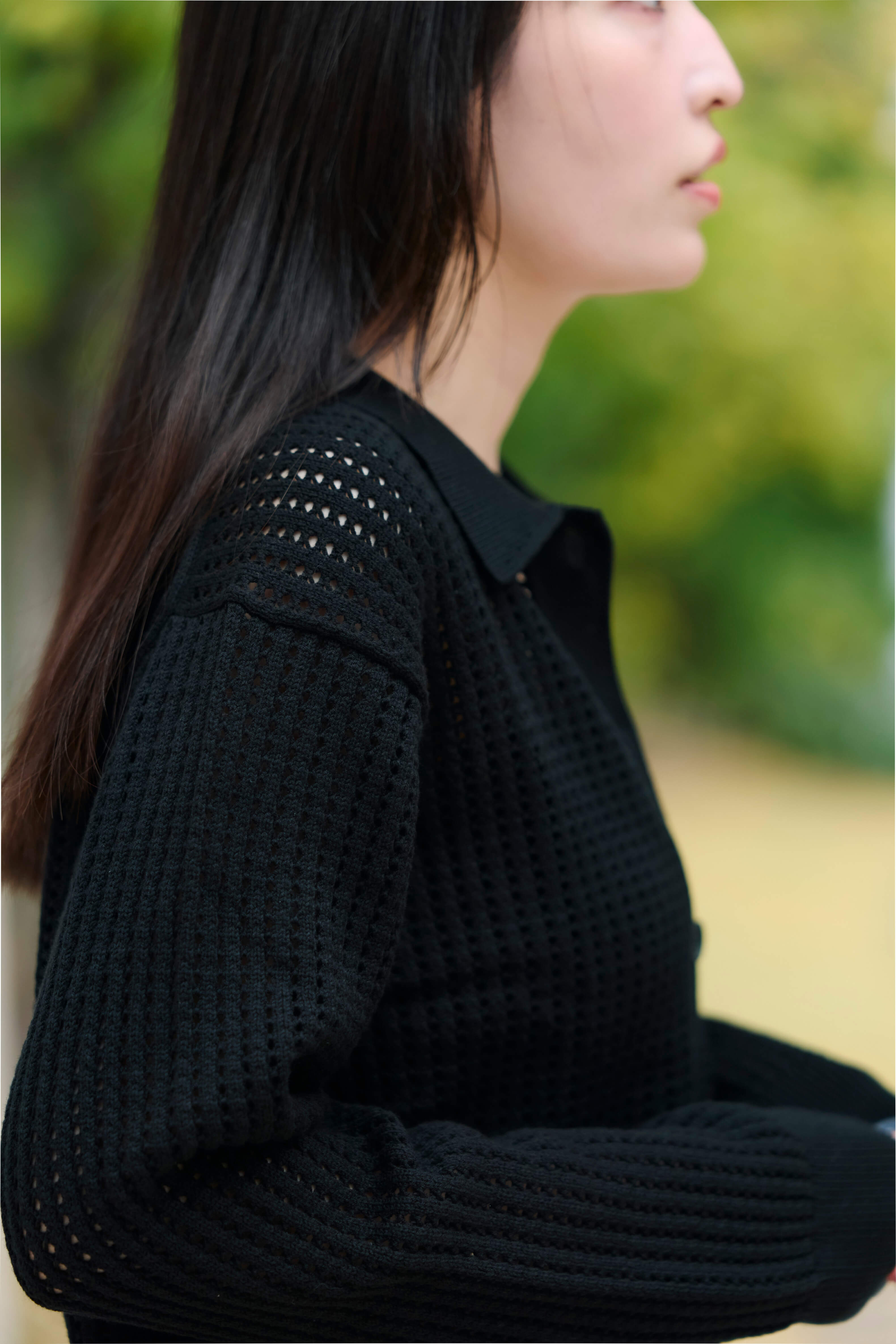 さらりと羽織れる、透かし編みのカーディガン ｜ スタッフのリアルな着こなし_xedAM2