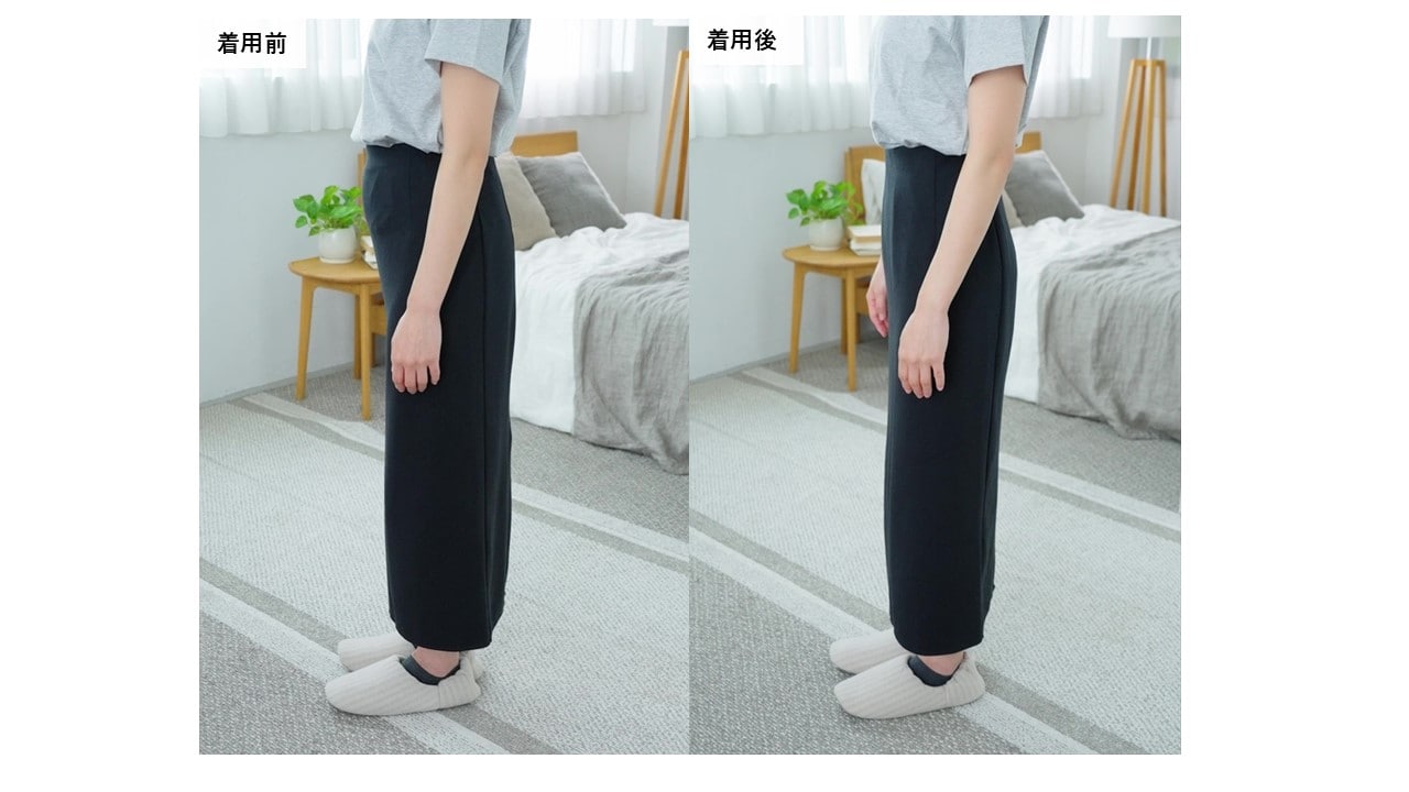 おなかすっきりソフトガードルの着用前後画像