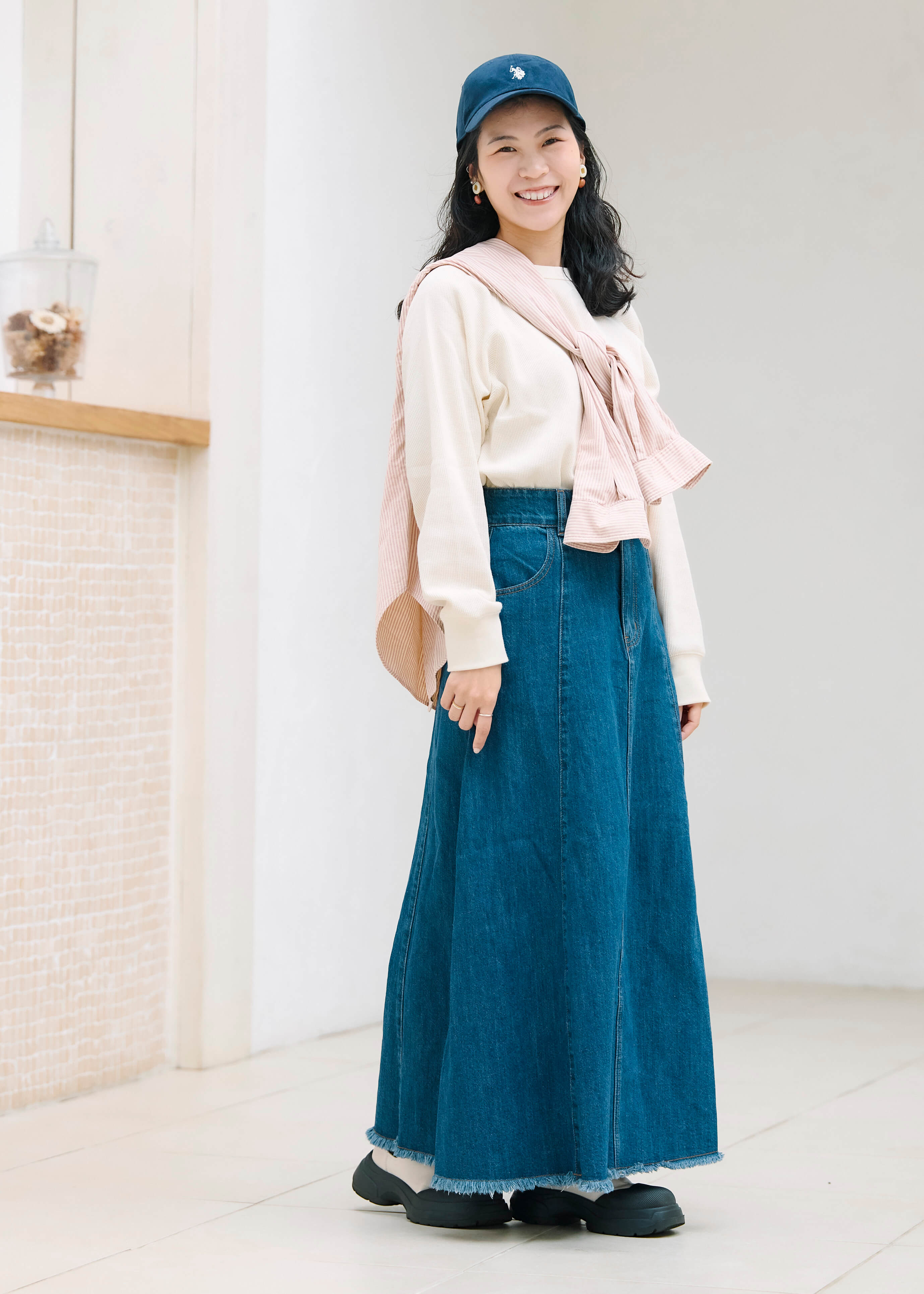 肌触りやわらかな、ワッフル編みのTシャツ ｜ スタッフのリアルな着こなし_H8pVSA