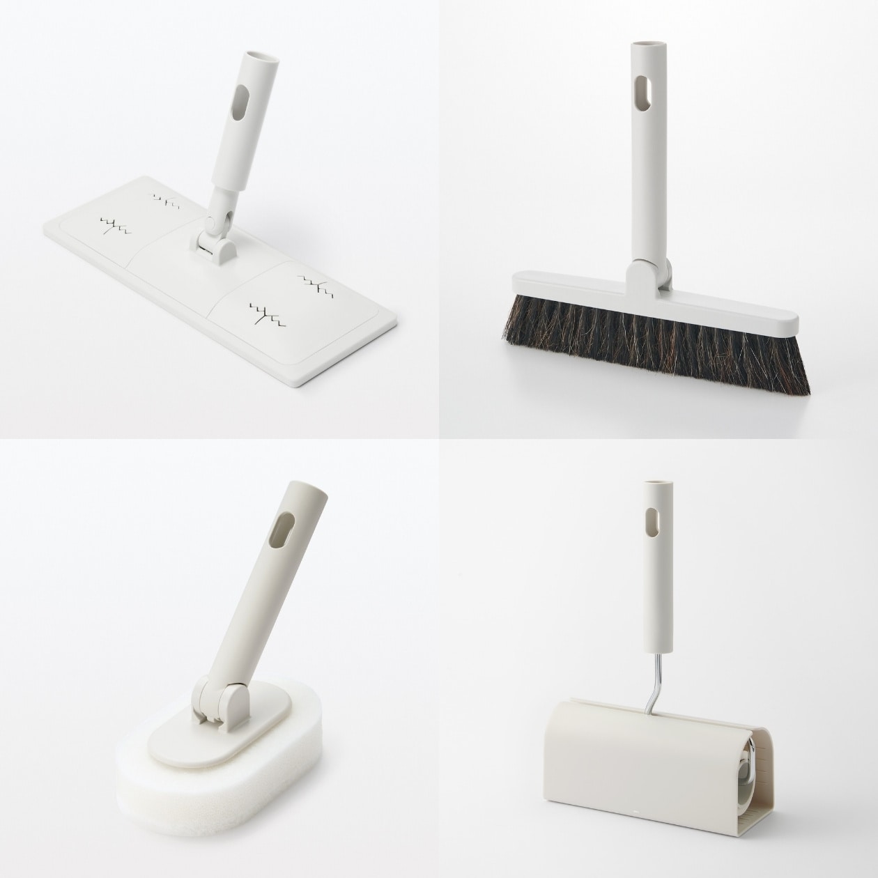 ヘッドが付け替えられるシリーズ　フローリングワイパー　カーペットクリーナー　ほうき　バス用スポンジ