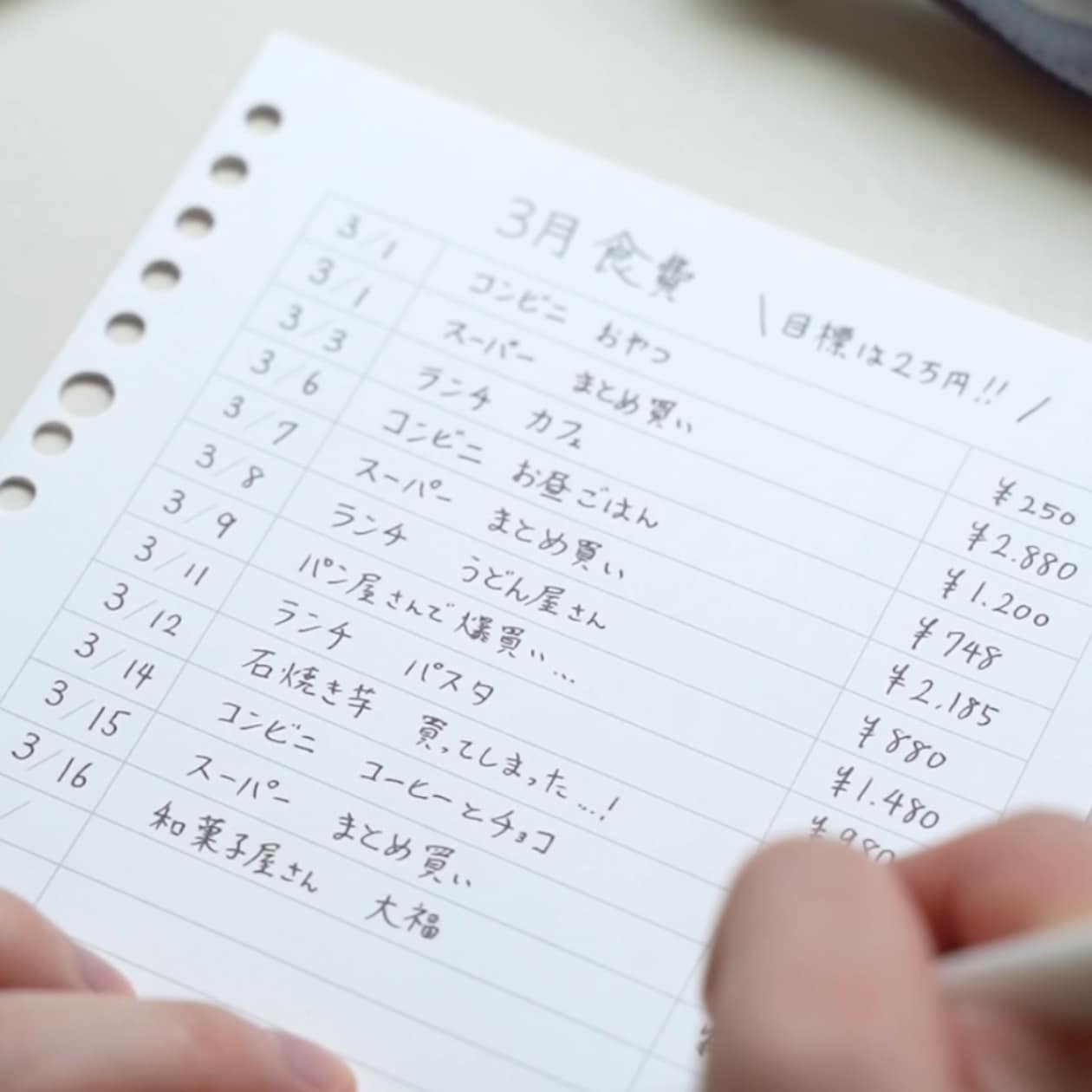 リフィルノート リフィル 記録ができる家計簿封筒 無印良品　お金の管理