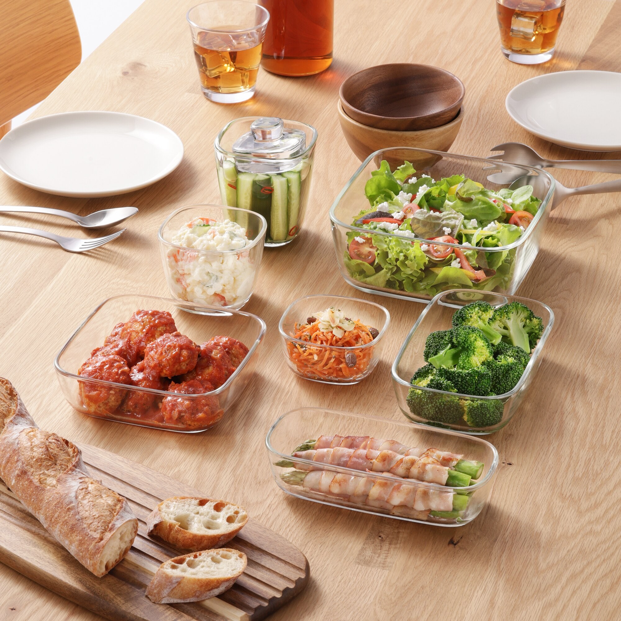 無印良品　蓋をしたままレンジで使える 耐熱ガラス容器