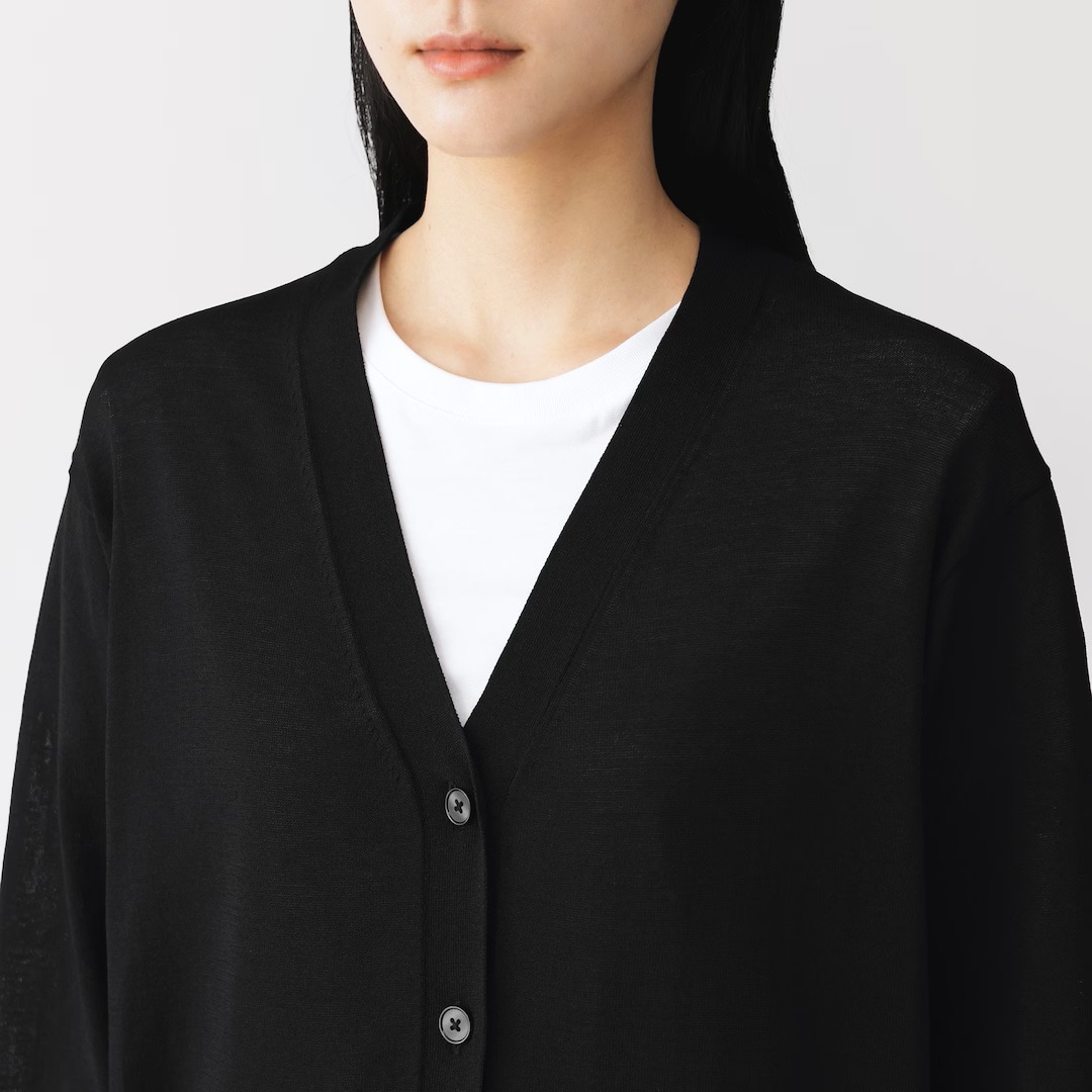 婦人 UVカットライトニットVネックカーディガン　無印良品