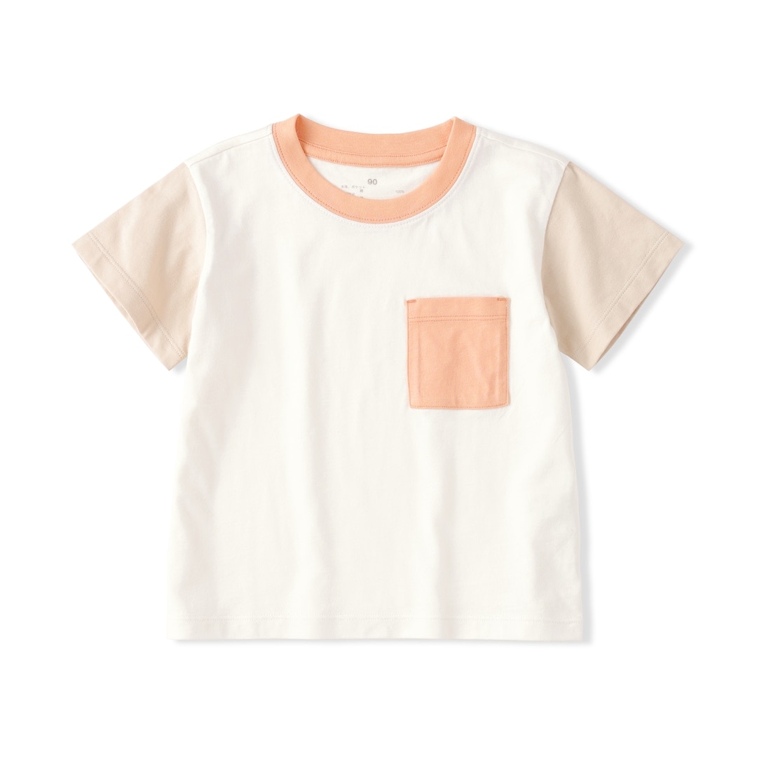 無印良品の『ベビー あたまするっと カラーブロッククルーネック半袖Tシャツ』