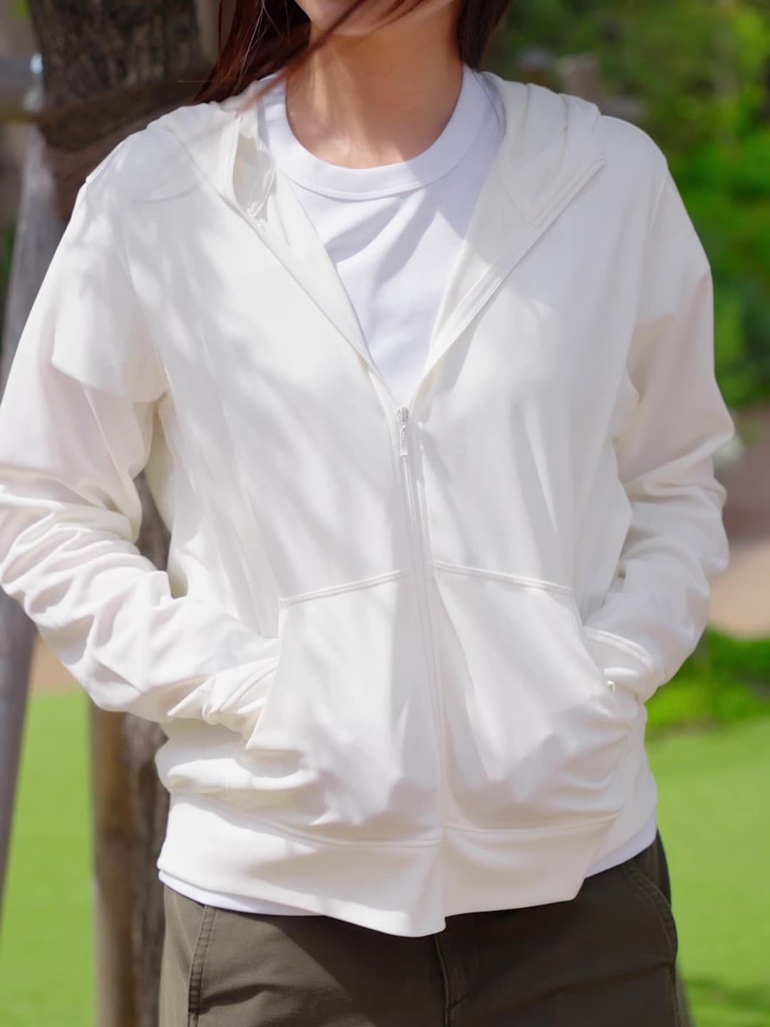 無印良品のＵＶカット乾きやすいフルジップパーカ